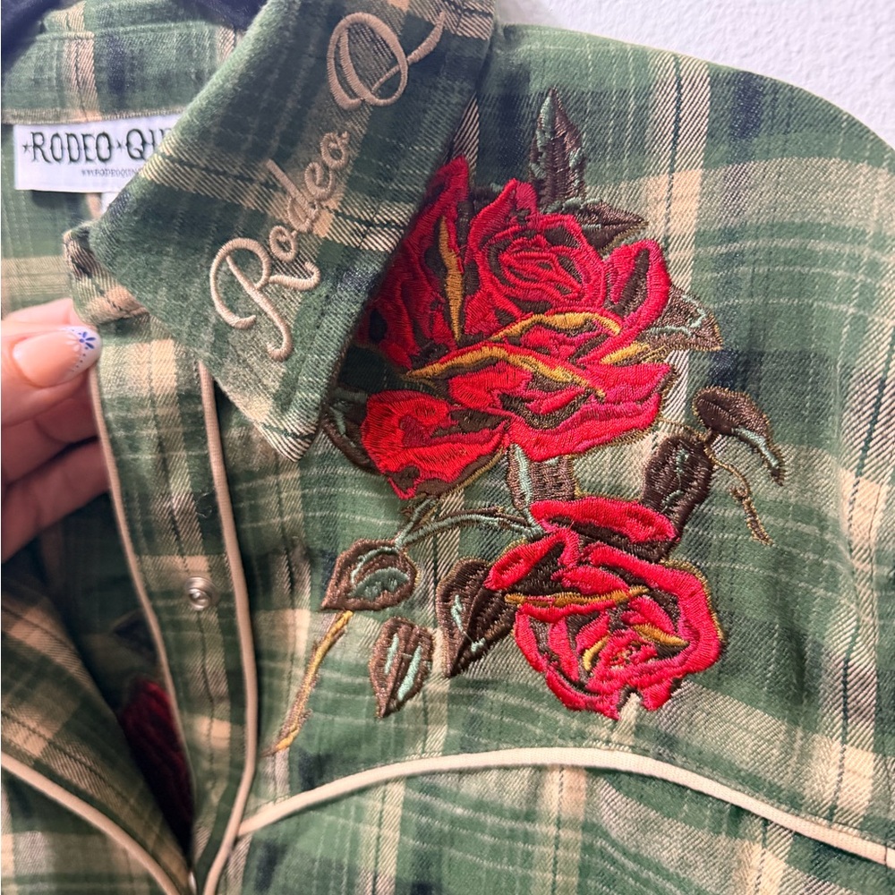 NWT RODEO QUINCY XL Plaid Petal Rodeo Button Up - Picture 7 of 8